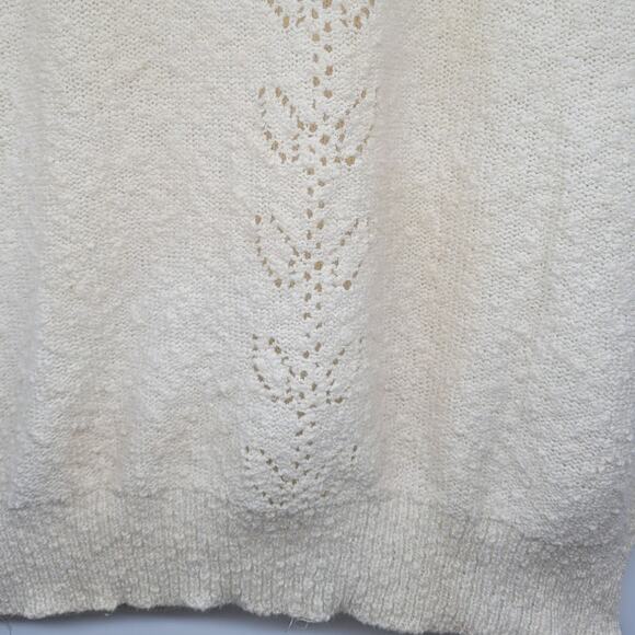 Le Roy Vintage Rosette Open Knit Boat Neck Short Sleeve Lolita Sweater Blouse - Picture 7 of 11